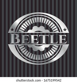 Beetle silver shiny badge. Vector Illustration. Mosaic.