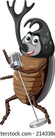 A beetle singer cartoon character isolated illustration