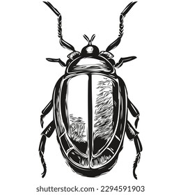 beetle sketch, hand drawing of wildlife, vintage engraving style, vector illustration beetles
