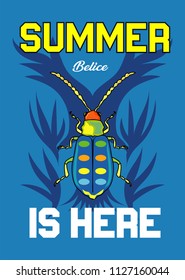 beetle summer is here. t-shirt design.