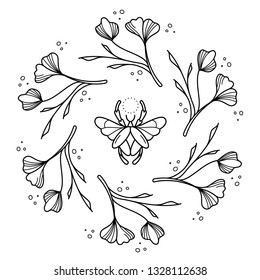 Beetle tattoo or decoration design