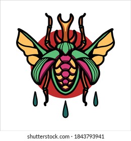 beetle tattoo illustration vector design