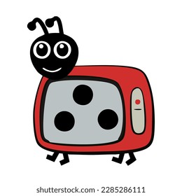Beetle Television Patch V61 Patch Streetwear, Urban Design Red and Black Colors Patch Commercial Use