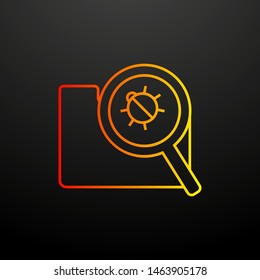 Beetle under the folder magnifier nolan icon. Elements of virus antivirus set. Simple icon for websites, web design, mobile app, info graphics