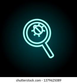 beetle under a magnifying glass neon icon. Elements of Virus, antivirus set. Simple icon for websites, web design, mobile app, info graphics