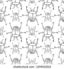 beetle vector seamless pattern isolated on white background