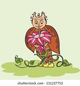 beetle weevil drinks nectar from a flower