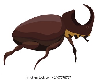 Ein Käfer, der wie ein einhorniges Nashorn aussieht, Vektorgrafik, Farbzeichnung oder Illustration. 