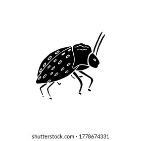 Beetle with wings on a white background. Garden insect. Vector isolated illustration with a Beetle. Design of a book on biology. A separate element in the Doodle style. Printing in books and notebooks