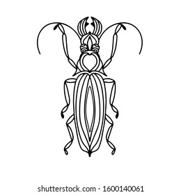 Beetle-deer vector illustration. Fly insect. Coloring pages.