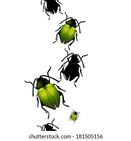 beetles crawling. seamless background. Vector 