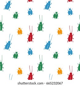 Beetles, insects, summer pattern background