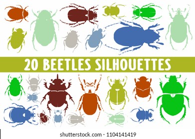 Beetles Silhouettes set of 20 poses