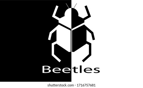 Beetle-shaped logo, black and white and black. Abstract