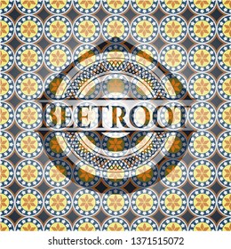 Beetroot arabic emblem. Arabesque decoration.