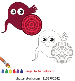 Beetroot to be colored, the coloring book for preschool kids with easy educational gaming level.