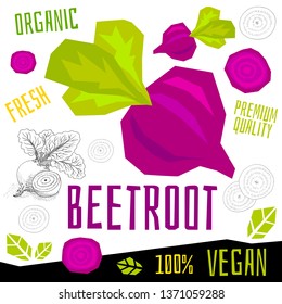 Beetroot beet icon label fresh organic vegetable, vegetables nuts herbs spice condiment color graphic design vegan food. Hand drawn vector illustrations.