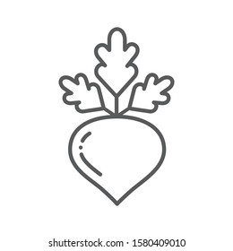 Beetroot black line icon. Natural vegetable sign. Healthy, organic food concept. Cooking ingredient. Pictogram for web page, mobile app, promo. UI UX GUI design element. Editable stroke.