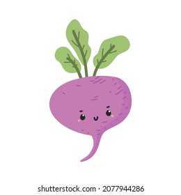 Beetroot. Cute kawaii character. Vector illustration in flat style.