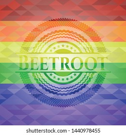 Beetroot emblem on mosaic background with the colors of the LGBT flag