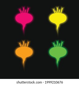 Beetroot four color glowing neon vector icon