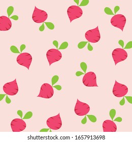 Beetroot with green leaf isolated on pink background.Organic vegetable.Healthy food.Vector.Illustration.