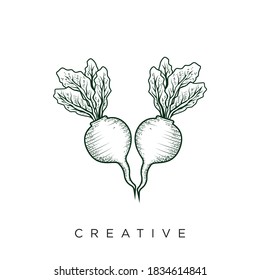 beetroot hand draw logo illustration design vector 