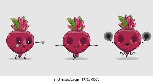 Beetroot healthy purple vegetable illustration character icon animation cartoon mascot expression 