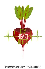 Beetroot Heart Shape Motivational Vegetable Dieting Concept. Healthy eating inspirational concept. Layered vector EPS8