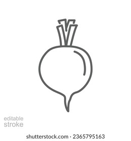 Beetroot icon. Nature food. Vegetarian, vegetable, veggies. Sugar beet logo. Fresh radish beets with leaves for apps and websites outline style. vector illustration. design on white background EPS 10