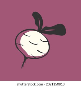 Beetroot icon on a purple-pink background. For printing on fabric, paper, clothing, underwear, etc