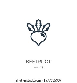 Beetroot icon. Thin linear beetroot outline icon isolated on white background from fruits collection. Line vector sign, symbol for web and mobile