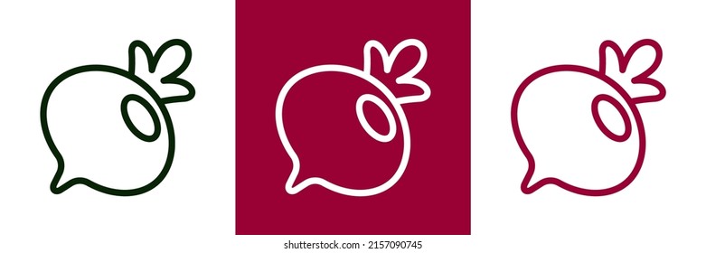 Beetroot Icon. Vector Set Sugar Beet in Line style. Isolated Vegetable Logo.