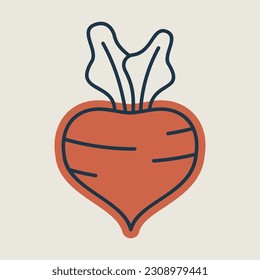 Beetroot isolated vector icon. Vegetable sign. Graph symbol for food and drinks web site, apps design, mobile apps and print media, logo, UI