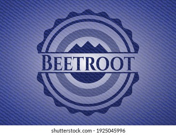 Beetroot jean or denim emblem or badge background. Vector Illustration. Detailed. 