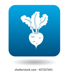 Beetroot with leaves icon in flat style on a white background
