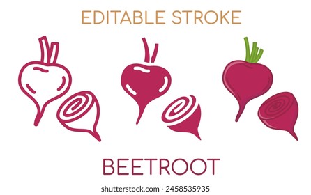 Beetroot line icon, filled and flat. editable stroke