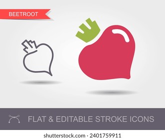 Beetroot. Outline icon with editable stroke. Linear symbol of the food flat icon