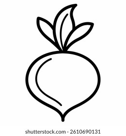 Beetroot outline icon on white beckground.