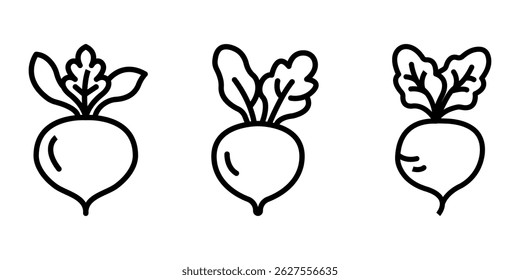 beetroot outline or line icon design bundle.