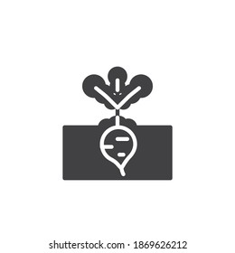 Beetroot plant growth vector icon. filled flat sign for mobile concept and web design. Growing beet root glyph icon. Symbol, logo illustration. Vector graphics