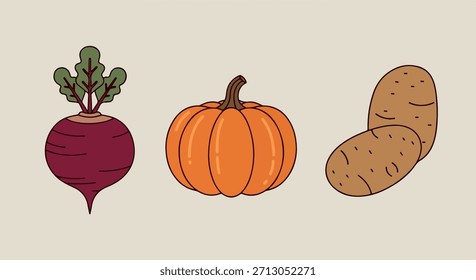 Trío de patata de calabaza de remolacha con fondo transparente