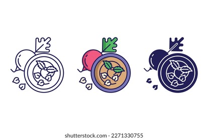 beetroot puree outline and solid vector icon
