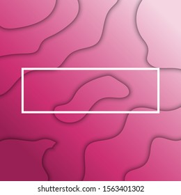 Beetroot purple colour paper cut background and abstract with white line square on center and copy space for your text.  