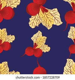 Beetroot Seamless Pattern, Reddish Beetroot  Seamless Pattern