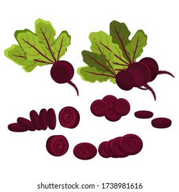 Beetroot set. Plant. Garden. Cooking, food, vitamins. Sliced ​​beets for cooking.