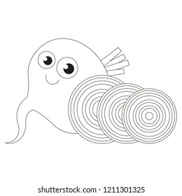 Beetroot and slice cartoon. Outlined illustration with thin line black stroke