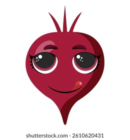 Beetroot with smiling face expression Perfect for food packaging, farming visuals, vegetarian recipes, organic product design, healthy lifestyle and eco-themed illustrations