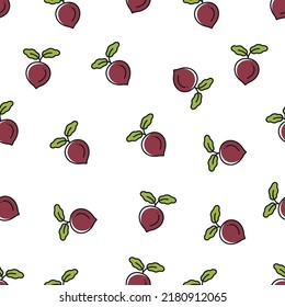 Beetroot vector icon seamless pattern.