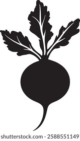 Beetroot Vector Illustration, Black Silhouette Isolated on White